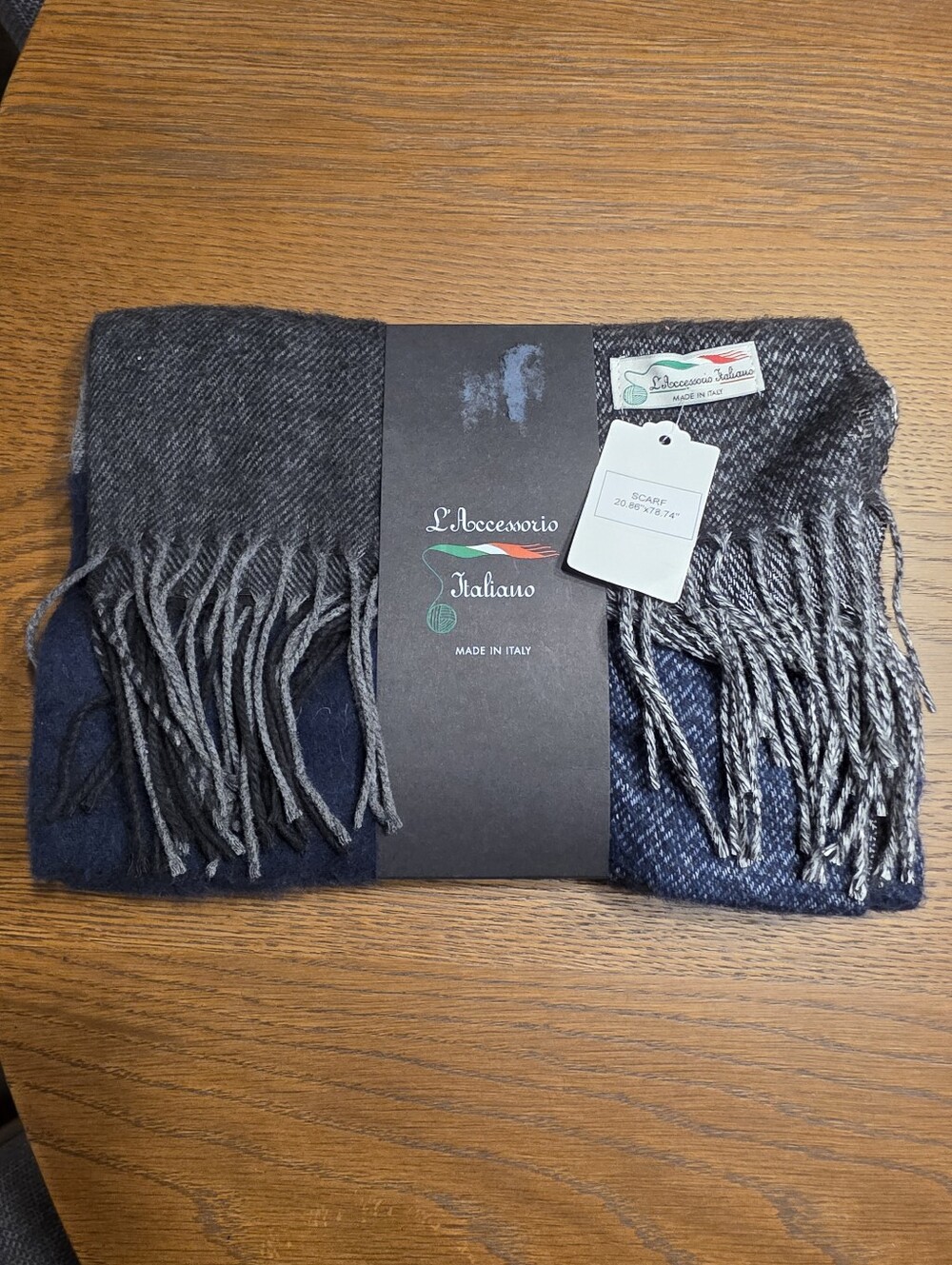 Made In Italy Blue Gray Black Scarf